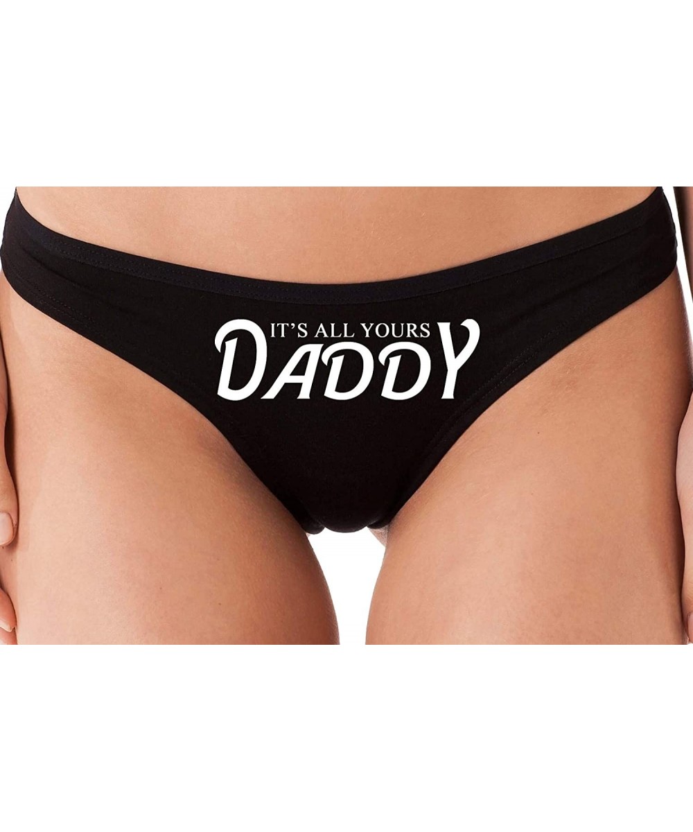 Panties It's All Yours Daddy Black Thong Panties Daddy's Girl DDLG - White - C318S8YERA7