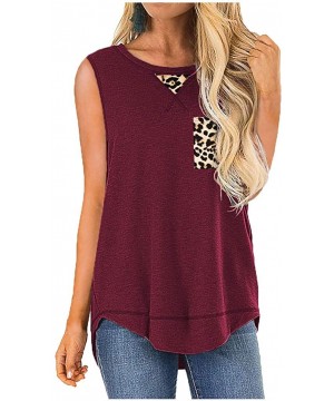 Accessories Women's Leopard Print Patchwork Splicing Summer Sleeveless Racerback Irregular Hem Tank Tops Shirts Loose Tunic -...