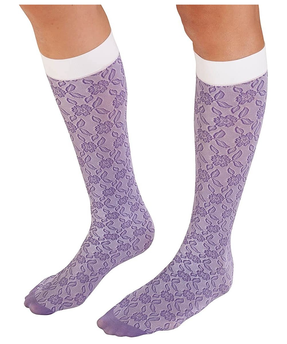 Nightgowns & Sleepshirts Women's Compression Lace Trouser Socks - Mild 8-15 mmHg Lavender - CR185KN4NCW