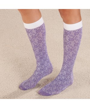 Nightgowns & Sleepshirts Women's Compression Lace Trouser Socks - Mild 8-15 mmHg Lavender - CR185KN4NCW