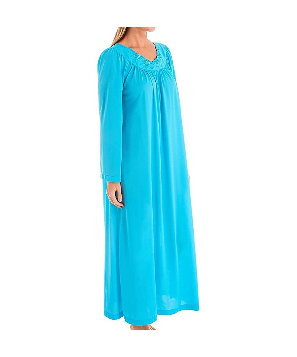 Nightgowns & Sleepshirts Women's Petals 53 Inch Sleeve Long Gown - Turqouise - CP12LOEWZY1