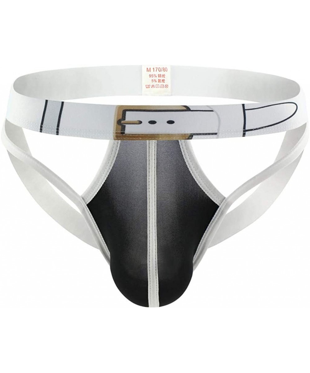 G-Strings & Thongs Men's Jockstrap Sexy Thong Underwear Low Raise Comfort G-String T-Back Bikini Thongs Belt Decoration - Bla...