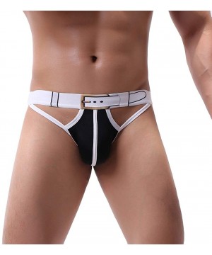 G-Strings & Thongs Men's Jockstrap Sexy Thong Underwear Low Raise Comfort G-String T-Back Bikini Thongs Belt Decoration - Bla...