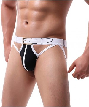 G-Strings & Thongs Men's Jockstrap Sexy Thong Underwear Low Raise Comfort G-String T-Back Bikini Thongs Belt Decoration - Bla...