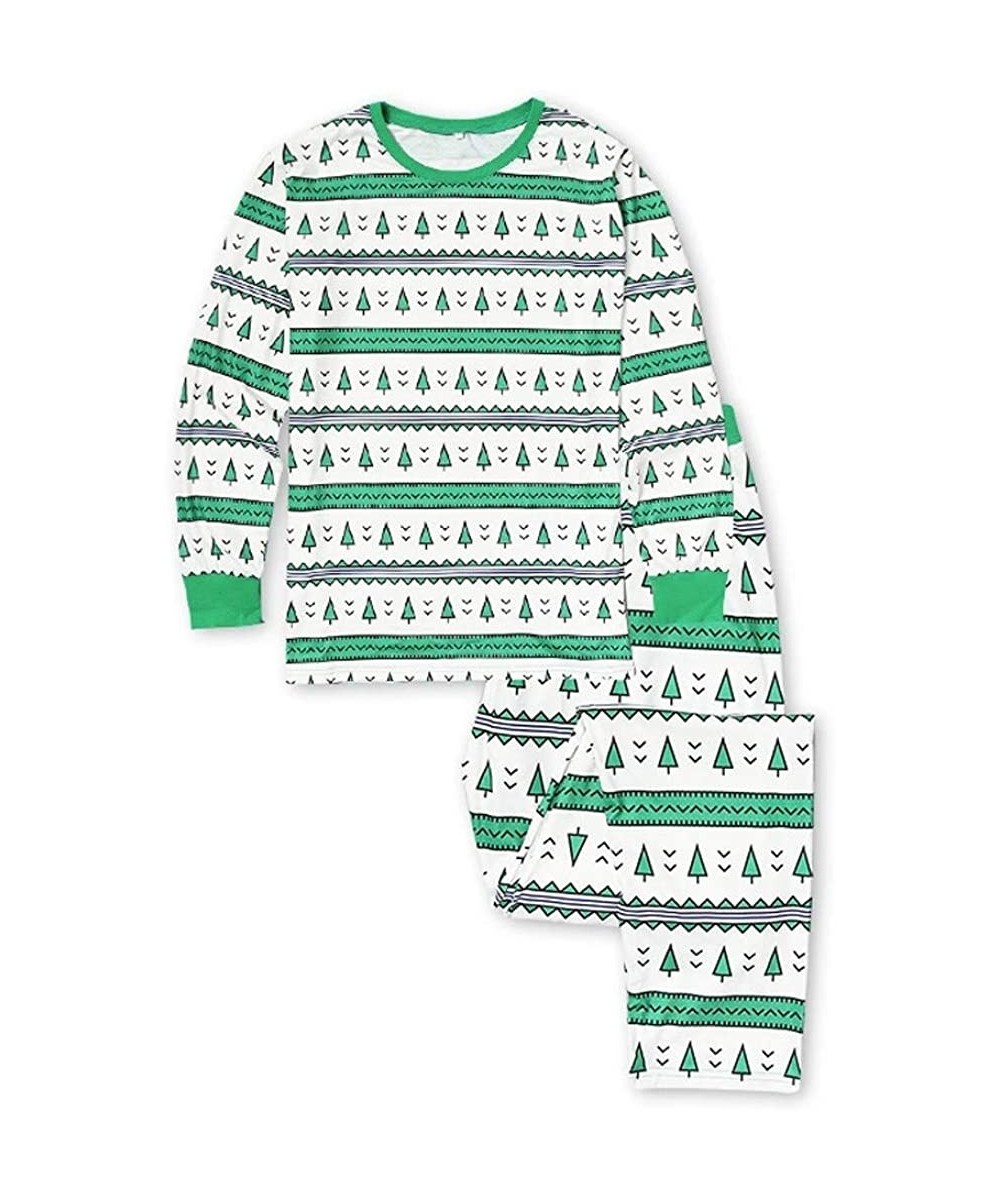 Sleep Sets Matching Family Pajamas Sets- Christmas PJ's with Christmas Tree Print Long Sleeve Tops and Pants Loungewear - Gre...