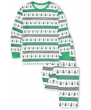 Sleep Sets Matching Family Pajamas Sets- Christmas PJ's with Christmas Tree Print Long Sleeve Tops and Pants Loungewear - Gre...