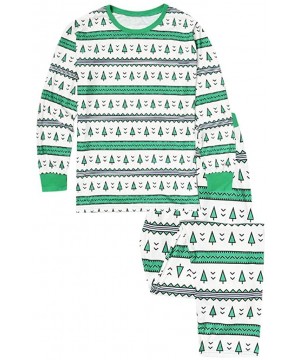 Sleep Sets Matching Family Pajamas Sets- Christmas PJ's with Christmas Tree Print Long Sleeve Tops and Pants Loungewear - Gre...