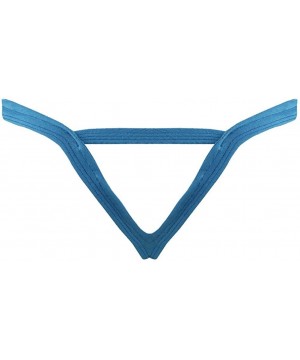 G-Strings & Thongs Mens Sexy Bulge Pouch G-String Underwear with Inverted Triangle Rear - Baby Blue - CH12FNNZT0B