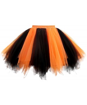 Slips Women's 1950s Vintage Petticoats Bubble Tutu Dance Half Slip Skirt - Black-orange - CS18Z2KN87E