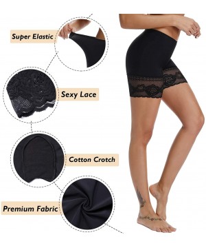 Shapewear Boyshorts Panties for Under Dresses Thigh Bands Women Slip Shorts Anti Chafing Elastic Underwear Seamless - Black-3...