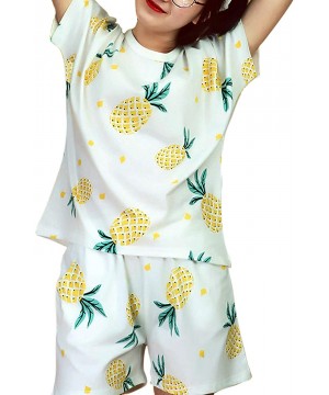 Sets Women's Cute Pineapple Print Tee and Shorts Sleepwear Pajama Set - C418WT6WNGD