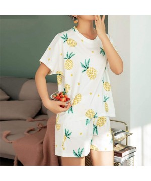 Sets Women's Cute Pineapple Print Tee and Shorts Sleepwear Pajama Set - C418WT6WNGD