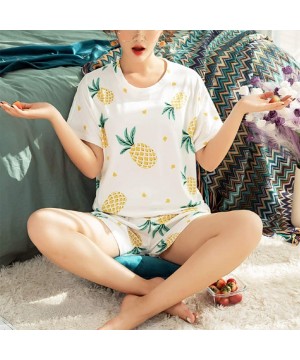 Sets Women's Cute Pineapple Print Tee and Shorts Sleepwear Pajama Set - C418WT6WNGD