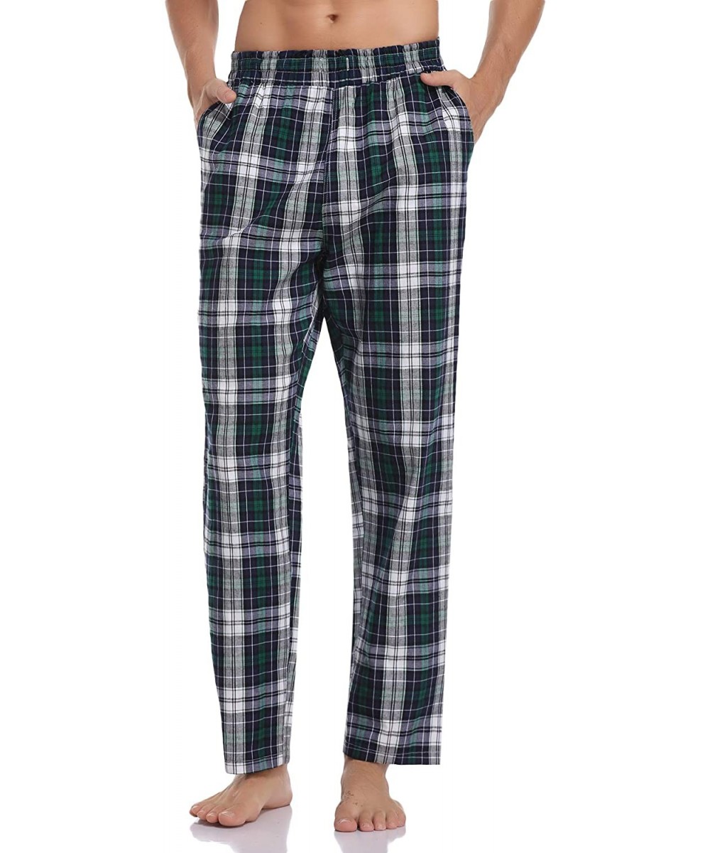 Sleep Bottoms Men's Cotton Pajama Pants Long Sleep Jersey Lounge Sleepwear Bottoms - Green - CK18YC5MG4X