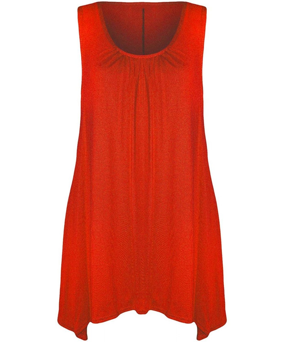 Tops Women's Sleeveless Gathered Uneven Hem Vest Top - Red - CV11VBEFPRT