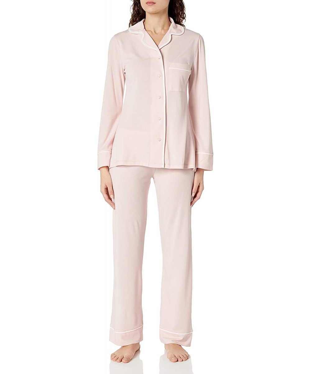 Sets Women's Two-Piece Long Sleeve Button Down Nightwear/Sleepwear/Lounge PJ Set - Pink - C11937M0Q5C