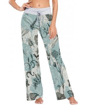 Bottoms Dragonfly Flowers Womens Pajama Pants Loose Long Lounge Sleepwear Yoga Gym Trousers - C719DWHL0EC