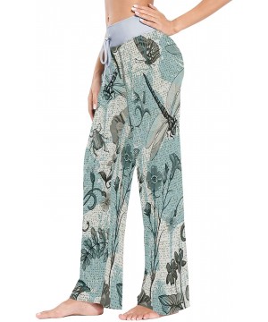 Bottoms Dragonfly Flowers Womens Pajama Pants Loose Long Lounge Sleepwear Yoga Gym Trousers - C719DWHL0EC