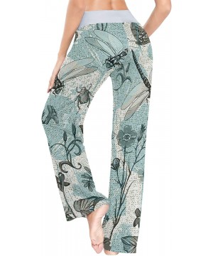 Bottoms Dragonfly Flowers Womens Pajama Pants Loose Long Lounge Sleepwear Yoga Gym Trousers - C719DWHL0EC