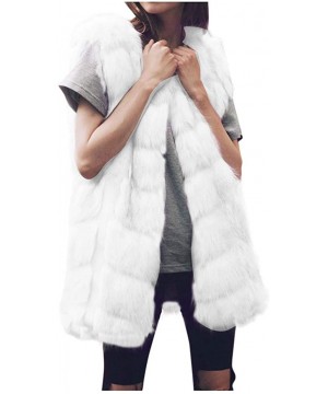 Thermal Underwear Women's Faux Fur Gilet Coat Slim Long Waistcoat Jacket Sleeveless Shrug Trench Outerwear - B-white - CS18ZU...