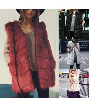 Thermal Underwear Women's Faux Fur Gilet Coat Slim Long Waistcoat Jacket Sleeveless Shrug Trench Outerwear - B-white - CS18ZU...