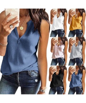 Camisoles & Tanks Tank Tops for Women Plus Size-Womens Casual Summer Tops Sleeveless Cute Twist Knot Waffle Knit Shirts Tank ...