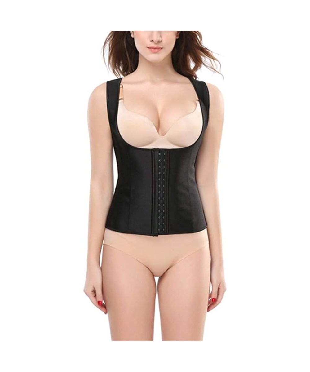 Bustiers & Corsets Women Plus Size Steel Boned Corset Underbust Top Corset Elastic-C609 - Black - CF190OQTWL7