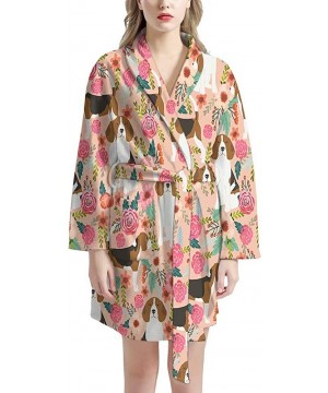 Robes Women Bathrobe Lightweight Kimono Robe Soft Sleepwears with Pockets Long Sleeve Nightgown Water Absorption Mid-Length -...