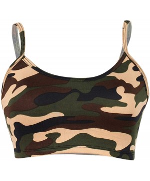 Camisoles & Tanks Women's Sexy Spaghetti Strap Camouflage Print Casual Camisole Vest Crop Tops - Green - CK19DEWH374