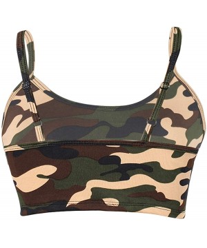 Camisoles & Tanks Women's Sexy Spaghetti Strap Camouflage Print Casual Camisole Vest Crop Tops - Green - CK19DEWH374