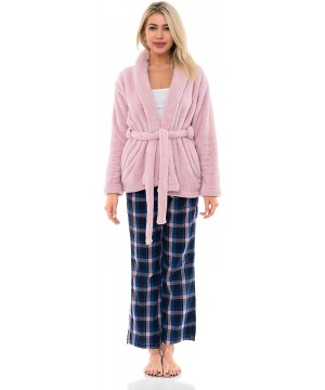 Robes Women's Bed Jacket Fleece Cardigan Cuddly Robe - Chalk Pink - CA18CKGNGGO