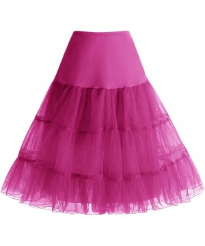 Slips Women's Vintage 50s Petticoat Skirts Crinoline Tutu Underskirt Dress - Rose - C7182Y0556D