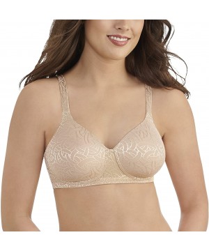 Bras Women's Body Shine Full Coverage Wirefree Bra 72298 - Honey Beige Jacquard - C418EMUGYRH