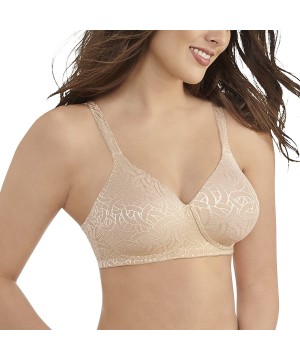 Bras Women's Body Shine Full Coverage Wirefree Bra 72298 - Honey Beige Jacquard - C418EMUGYRH