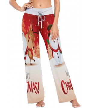 Bottoms Merry Christmas Snowman Deer Santa Claus Women's Pajama Lounge Pants Casual Stretch Pants Wide Leg - CX19D46OC6W