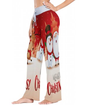 Bottoms Merry Christmas Snowman Deer Santa Claus Women's Pajama Lounge Pants Casual Stretch Pants Wide Leg - CX19D46OC6W