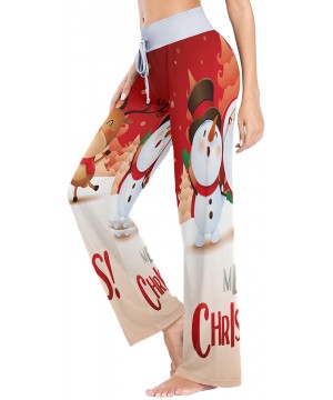 Bottoms Merry Christmas Snowman Deer Santa Claus Women's Pajama Lounge Pants Casual Stretch Pants Wide Leg - CX19D46OC6W