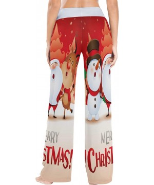 Bottoms Merry Christmas Snowman Deer Santa Claus Women's Pajama Lounge Pants Casual Stretch Pants Wide Leg - CX19D46OC6W