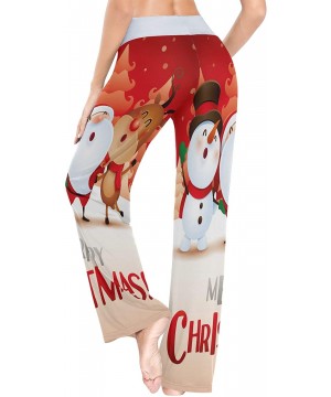 Bottoms Merry Christmas Snowman Deer Santa Claus Women's Pajama Lounge Pants Casual Stretch Pants Wide Leg - CX19D46OC6W