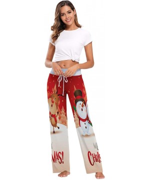 Bottoms Merry Christmas Snowman Deer Santa Claus Women's Pajama Lounge Pants Casual Stretch Pants Wide Leg - CX19D46OC6W