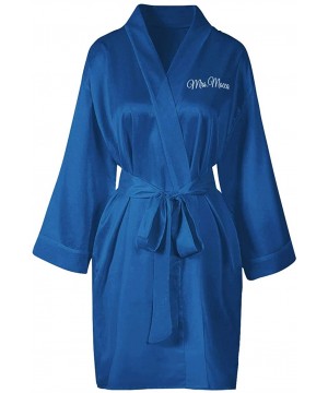 Robes Personalized Satin Robe with Personalized Name - Navy - CL199KN9X6E