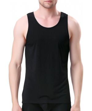 Undershirts Men's Bamboo Rayon & Cotton Undershirts Crew Neck Tank Tops in 3 or 4 Pack - 3 Pack Bamboo Plain - Black - CF128H...