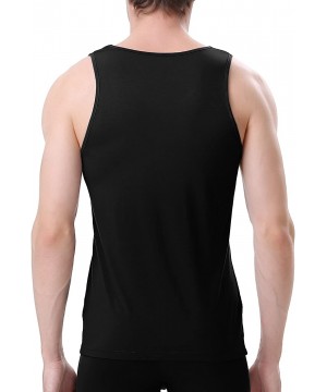 Undershirts Men's Bamboo Rayon & Cotton Undershirts Crew Neck Tank Tops in 3 or 4 Pack - 3 Pack Bamboo Plain - Black - CF128H...