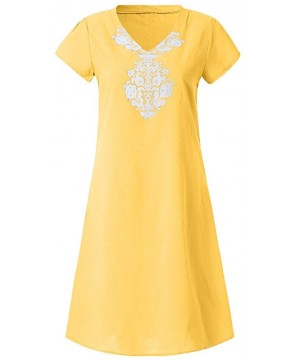 Thermal Underwear T-Shirt Dresses Women Summer Style Feminino Vestido Cotton Casual Plus Size Dresses - Yellow - CK18SEZY5QM