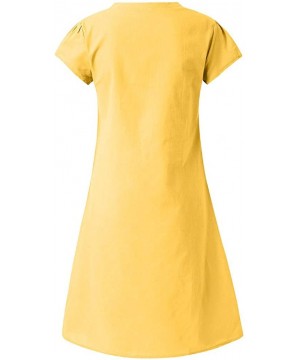 Thermal Underwear T-Shirt Dresses Women Summer Style Feminino Vestido Cotton Casual Plus Size Dresses - Yellow - CK18SEZY5QM