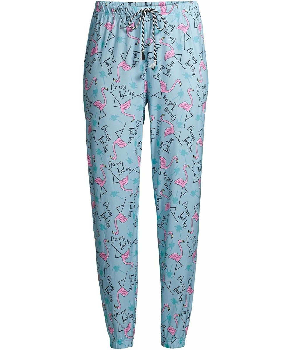 Bottoms Flamingo On My Last Leg Pastel Turquoise Easy Comfort Jogger Sleep Pants - C2196XO2ONY