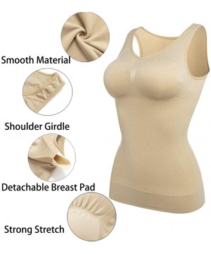 Shapewear Seamless Shaperwear Compression Vest for Women Tummy Control Tank Top with Built in Shelf Padded Bra Shirt - Nude(2...