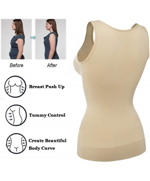 Shapewear Seamless Shaperwear Compression Vest for Women Tummy Control Tank Top with Built in Shelf Padded Bra Shirt - Nude(2...