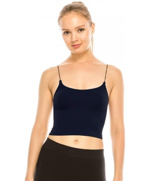 Camisoles & Tanks Skinny Strap Crop Bra Cami- UV Protective Fabric UPF 50+ (Made with Love in The USA) - Dark Navy - CK19EQ6KGAW