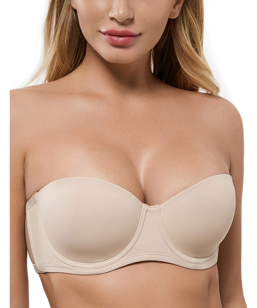 Bras Women's Strapless Bra for Large Bust Plus Size Beauty with Underwire Low Back - Nude - CY18SAG858K